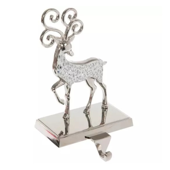 Mosaic Reindeer Stocking Holder Silver Reindeer Stocking Holder - Picture 1 of 2